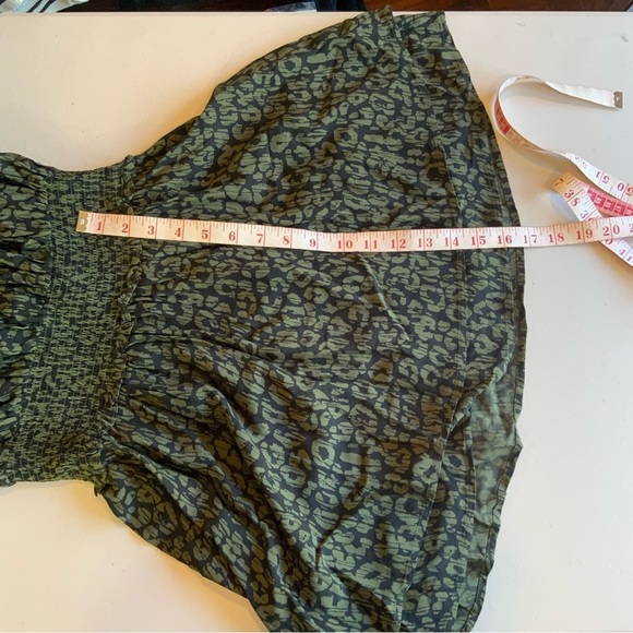 Rails Jasmine Olive Batik Cheetah long sleeve smocked waist dress Size S - Picture 10 of 11